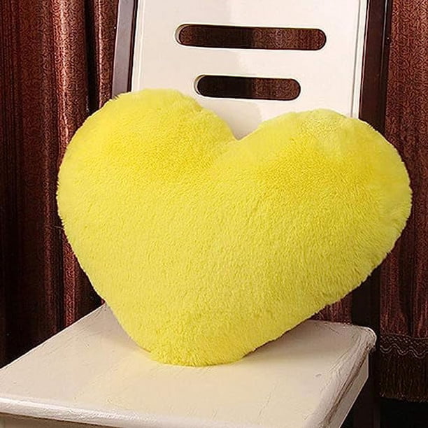 Zhuge Almohada decorativa con forma de corazón y relleno de piel sintética de conejo suave para niños, niñas, amigos y San Valentín (40,6 x 50,8 cm), color amarillo