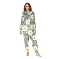 thumbnail image 2 of FORMRS Onesies Pajama for Adults Unisex Hoodie Winter Jumpsuit One Piece Sleepwear, Sizes S-2XL, Sage Green Flower Pattern, 2 of 7