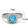 thumbnail image 2 of High polished (no plating) Stainless Steel Ring with Synthetic Synthetic Glass in Sea Blue for Women Sea Blue Stone Color Style TK2161 Size 9, 2 of 4