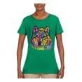thumbnail image 3 of Colorful Majestic Neon Atric Wolf | Dean Russo Art Animal Lover Womens T-Shirt, Kelly, L, 3 of 5