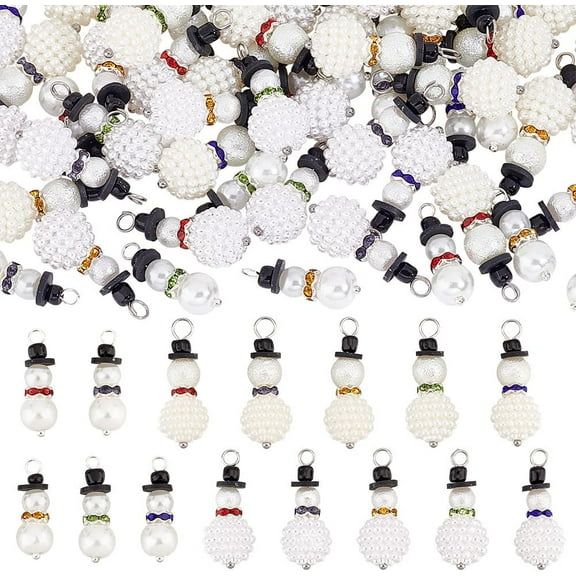 PH 60pcs 3 Sizes Snowmen Charms Christmas Snowman Pendant Mini Winter Ornaments for Bracelet Necklace Keychain DIY Holiday Winter Earring Jewlery Making Christmas Gifts Xmas Party Colorful