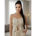 thumbnail image 4 of Conjunto para Mujer 2 Piezas Rayado Top Peplum con Tirantes y Pantalón Palazzo Set Elegante Casual de Tela Ligera, 4 of 5