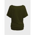 thumbnail image 2 of Womens Short Sleeve Boat Neck Side Shirring Dolman Drape Top, 2 of 6