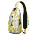 thumbnail image 1 of Yellow Lemon and Floral Pattern Sling Backpack, Cute Summer Fruit Print Crossbody Daypack, Retro Vintage Style, Lightweight and Durable, 1 of 6