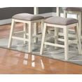 thumbnail image 2 of Modern Cream White Counter Height Stools Set of 2 - Acacia Wood, Linen Seat, 24" Bar Stools for Dining Room, Simple Modern Design, 2 of 6