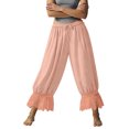 thumbnail image 6 of Yungyresw Women's Casual Bloomer Pants Ruffled Lace Trim Drawstring Lounge Pants Wide Leg Harem Pants Women With Pockets Light pink L, 6 of 7