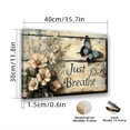 thumbnail image 3 of Rustic "Just Breathe" Inspirational Wall Art with Butterfly & Floral Design - Vintage Wooden Frame Canvas Print for Farmhouse Decor, Perfect for Living Room, Bedroom, 3 of 10
