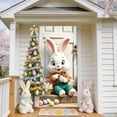 thumbnail image 5 of AZXY Easter Bunny Door Cover 35.43x70.87 Inch, Easter Bunny with Egg Basket Door Banner Backdrop, Spring Front Door Decorations for Outdoor Porch Farmhouse Easter Party Wall Home Decor, 5 of 7