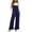 Dark Blue, variant on Tqcoqu Women's Adjustable Strap Overalls with Pocket,Solid Casual Loose Wide Leg Jumpsuit Ruffle Hem Suspender Long Pants