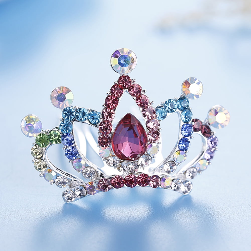 Cute Kids Girls Rhinestone Princess Crown Hair Comb Hairpin  display picture 2