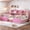 Pink, variant on Twin Montessori Floor Bed with High Safety Rails, Bed Frame with Storage Bookcase& Shelves& Fabric Drawers, Sturdy Wooden Platform Bed Frame, White