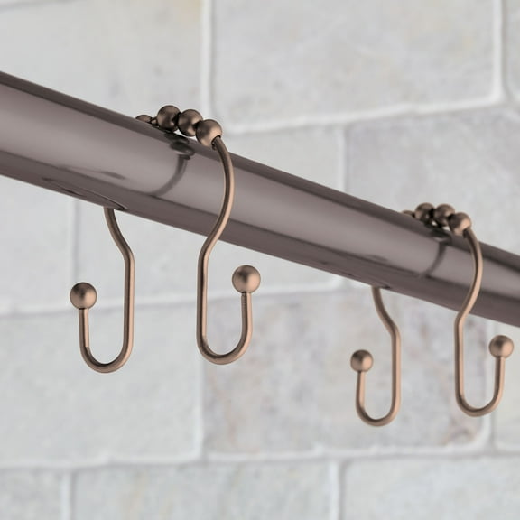 Better Homes & Gardens Easy Glide Rustproof Stainless Steel Double Shower Hooks , Bronze, Set of 12