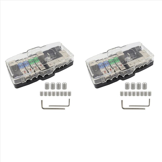 2X Bloque de DistribucióN de EnergíA, Bloque de DistribucióN EnergíA con Fusibles Bloque Fusibles MIDI de 4 VíAs para Audio AutomóVil para Amplificador EstéReo UTV AutomáTico
