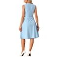 thumbnail image 3 of INSPIRE CHIC Work Office Dress for Women's Belted V Neck Sleeveless Dresses XL Light Blue, 3 of 5