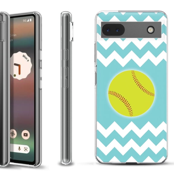 Slim-Fit Gel TPU Phone Case for Google Pixel 6a, by OneToughShield ® - Chevron/Softball