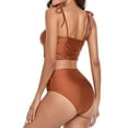 thumbnail image 4 of WREESH Womens Two Piece Swimsuit Crop Camisole Top High Waisted Bikini Fashion Solid Color Comfortable Loose Swimsuit Top Blouse Casual Attractive Beach Bathing Suit Orange, 4 of 7