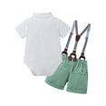 thumbnail image 2 of CARETOO Baby Boy Clothes Suit Floral Dress Shirt Shorts Suspender Pants Formal 95% Cotton 3pcs, 2 of 14