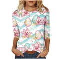 thumbnail image 3 of TaTaai Women's Fashion Easter Print Loose Casual Round Neck Three-Quarter Sleeve T-Shirt Pullover Gift, 3 of 6