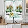 thumbnail image 6 of Hello Spring Swag Valances for Windows 2 Pack, Kitchen Window Curtains 36 Inch Length, Easter Flowers Green Truck Floral Blue Plaid Privacy Swag Curtains for Living Room/Bathroom 36"x36", 6 of 8