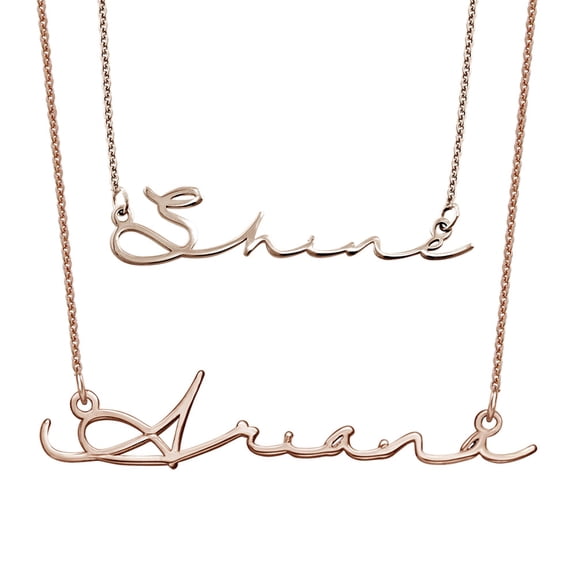 MyNameNecklace - Personalized Unisex Signature Cursive Name Necklace for Woman - Custom Script Font Nameplate - Made of 18k Rose Gold Plated Silver Custom Any Name with 16''   2" Chain
