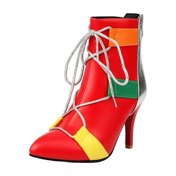 UngA Extra Wide Calf Boots Knee High Boots for Women, Sexy Pointed Toe Stiletto High Heel Boots, Fashion & Classic Dress Shoes Red,8.5