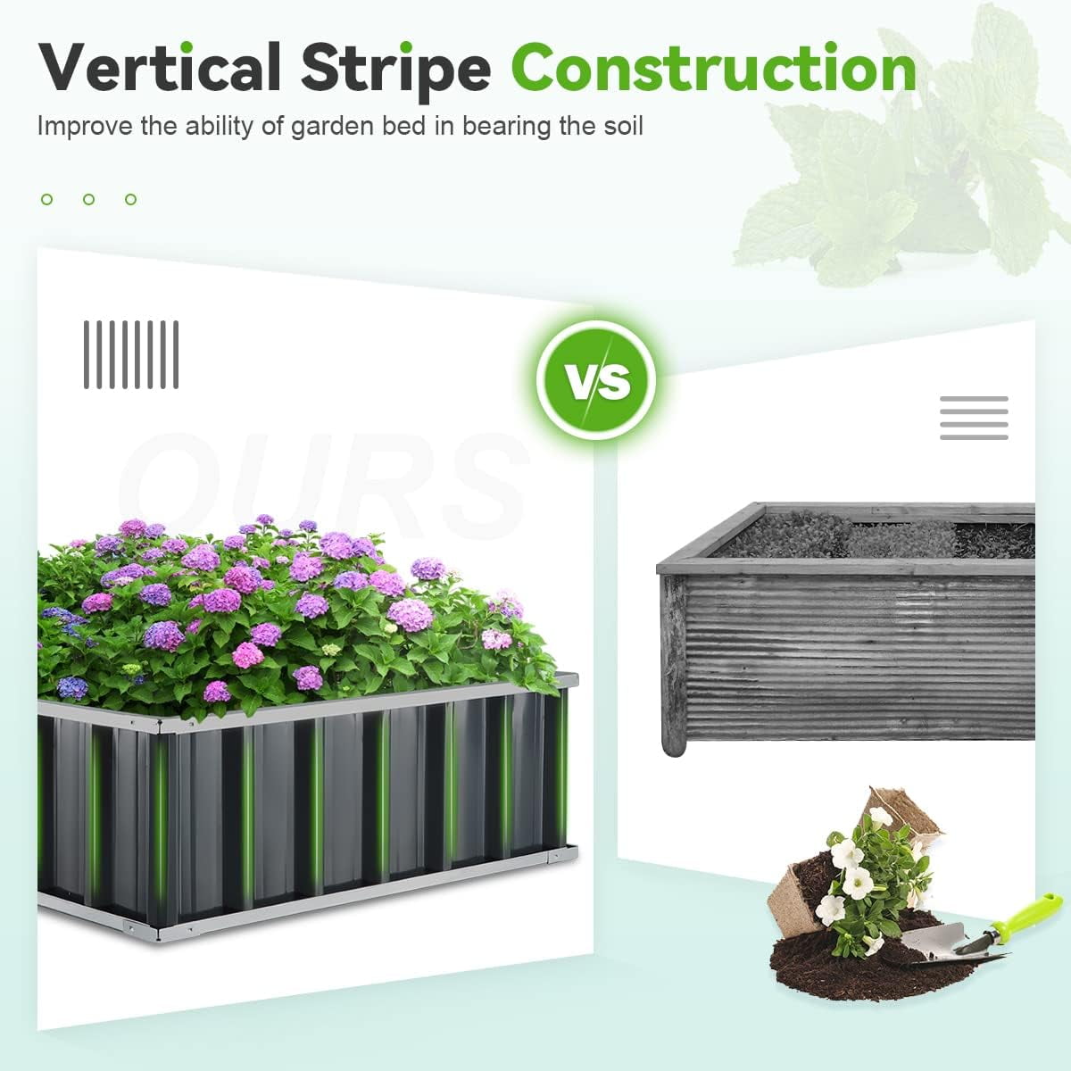 KING BIRD 2-Pack 68" x 36" x 12" Raised Garden Bed Galvanized Steel Metal Planter Kit Box Dark Gray