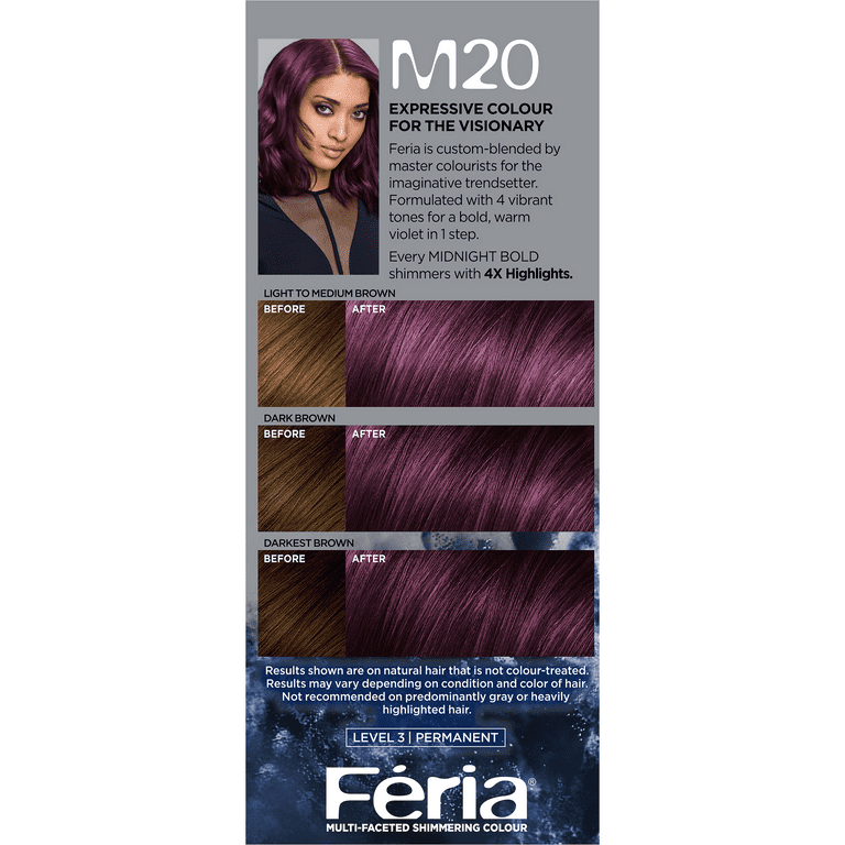 L'Oreal Paris Feria Midnight Bold Multi-Faceted Permanent Hair Color,  Orchid Glow, 1 kit