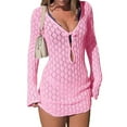 thumbnail image 2 of Paréo de Maillot de Bain pour Femme à Manches Longues au Crochet, Robe Courte de Plage Rose G, 2 of 9