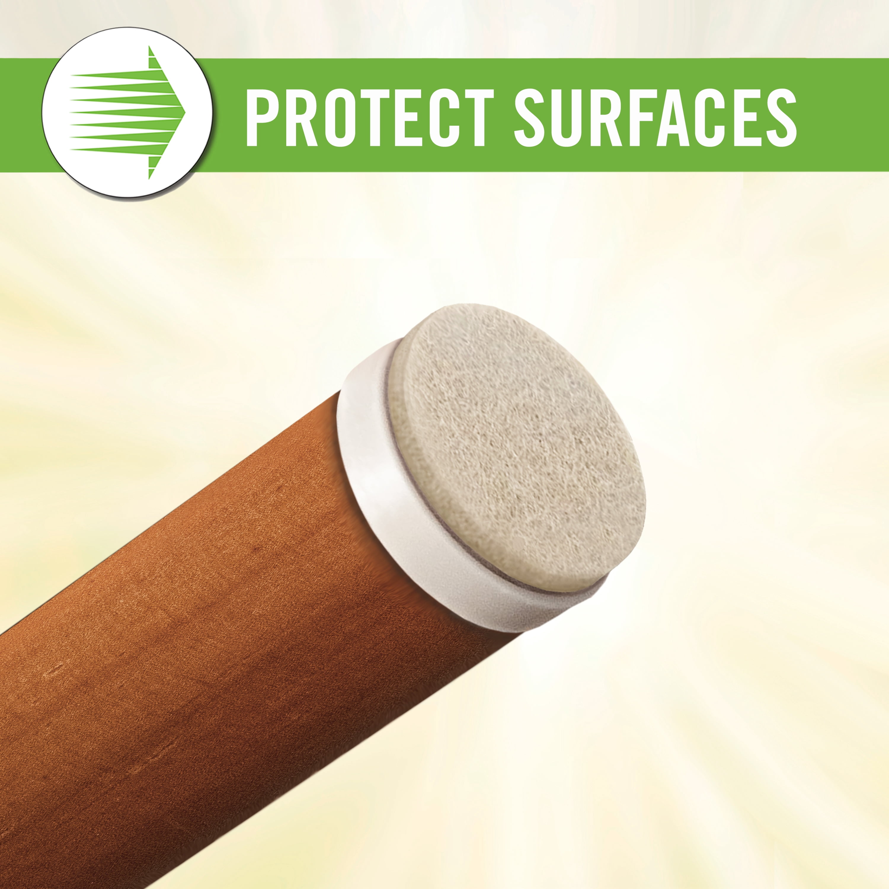 Super Sliders 1-1/8 Inch Nail-On Felt Furniture Glides for Hardwood Floors, Non-Marking Chair Leg Tips for Smooth Movement – Beige, 8-Pack