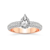 4 Carat IGI Certified Pear Shape Lab Grown Diamond Engagement Ring | 14K Rose Gold |Casimer Side Stone Diamond Ring | FG-VS1-VS2 Quality Friendly Diamonds