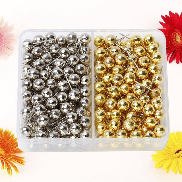 WEUVEB 200pcs Pin Board Tacks Gold Plastic with Whiteboard Use for General Users for Fan Gear