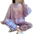 thumbnail image 2 of Disney-Conjunto de Pijama de manga larga para mujer, ropa de dormir con pantalones sueltos a cuadros, para Otoño e Invierno, 2 of 4