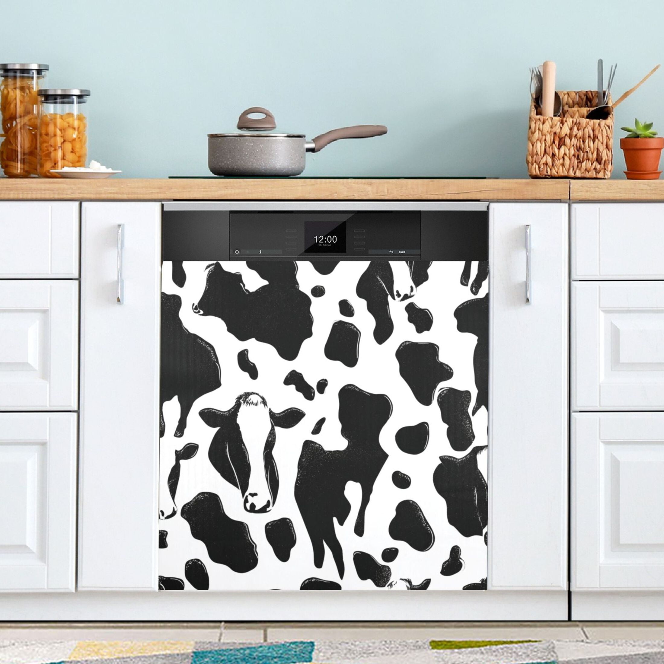 IAUYY Magnetic decorative sticker - 23x26 Inch PVC Refrigerator Decorative Cover, Removable DIY Art for Kitchen Appliances Cow Pictures