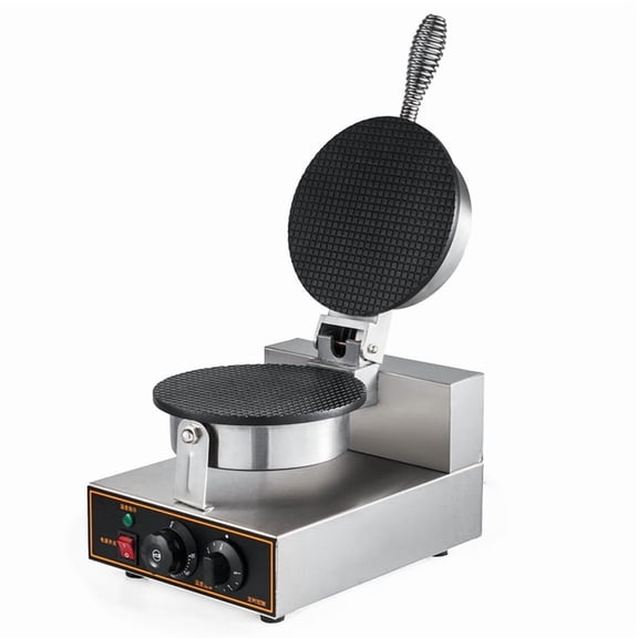 TECHTONGDA Single Head Electric Nonstick Ice Cream Egg Waffle Cone Baker Ice Cream Cone Maker Machine Electric Stainless steel