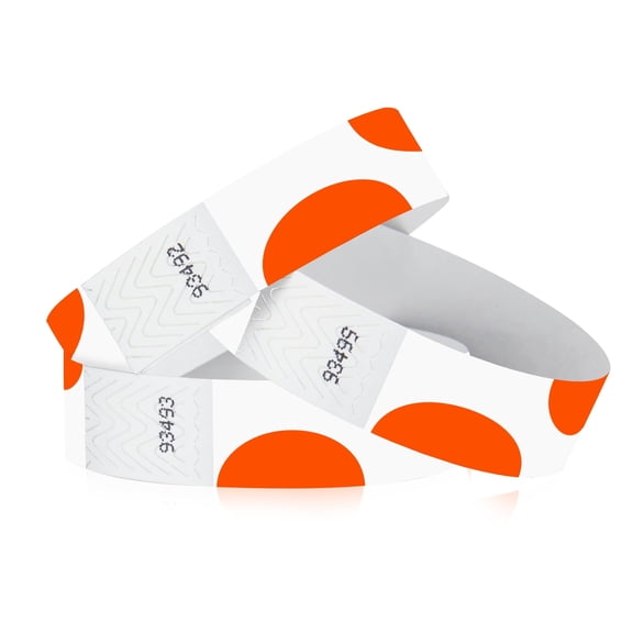 500 Tyvek WristCo Wristbands for Events | Orange Half Circles | Water-proof Tamper-Proof Designs Prevents Reuse – Premium Grade Bracelet for Hospitals & Medical ID, Party, VIP Identification, USA