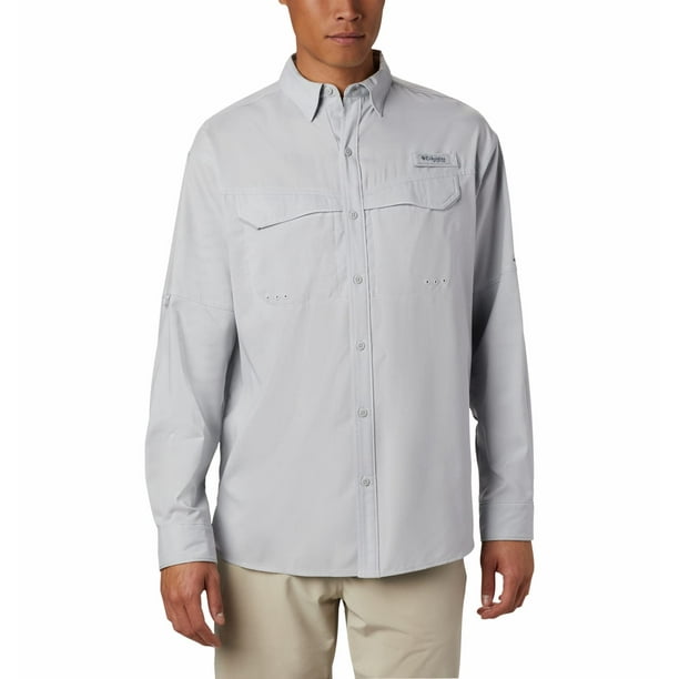 Columbia Sportswear Men's Low Drag Off Shore Long Sleeve Shirt, Cool  Grey/White, Large 