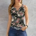 thumbnail image 2 of up to 60% off Gifts Usmixi Womens Tank Tops Beach Fashion Button Down Slim Fit Breathable Tunic Vest Shirts Summer Trendy Floral Print V-Neck Sleeveless Shirts Blouse Black s, 2 of 5