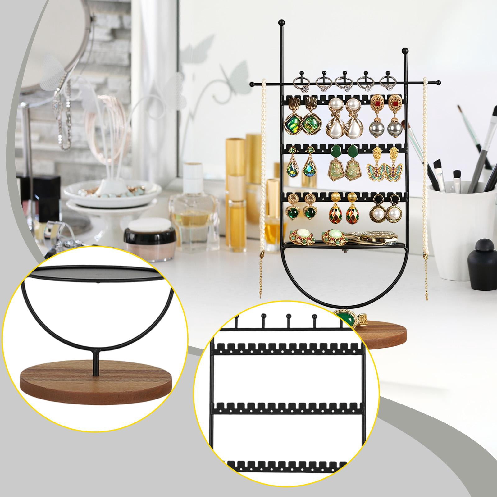 Jewelry Organizer Jewelry Holder Necklace Hanger Wood Metal Material Desktop Storage for Home Retail