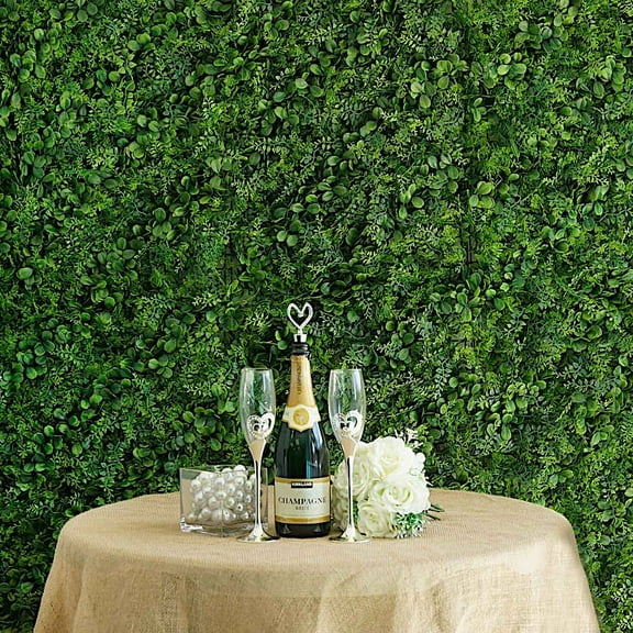 BalsaCircle 4 Green Artificial Medium Fern Boxwood Leaves 11 feet UV Protected Wall Backdrop Panels