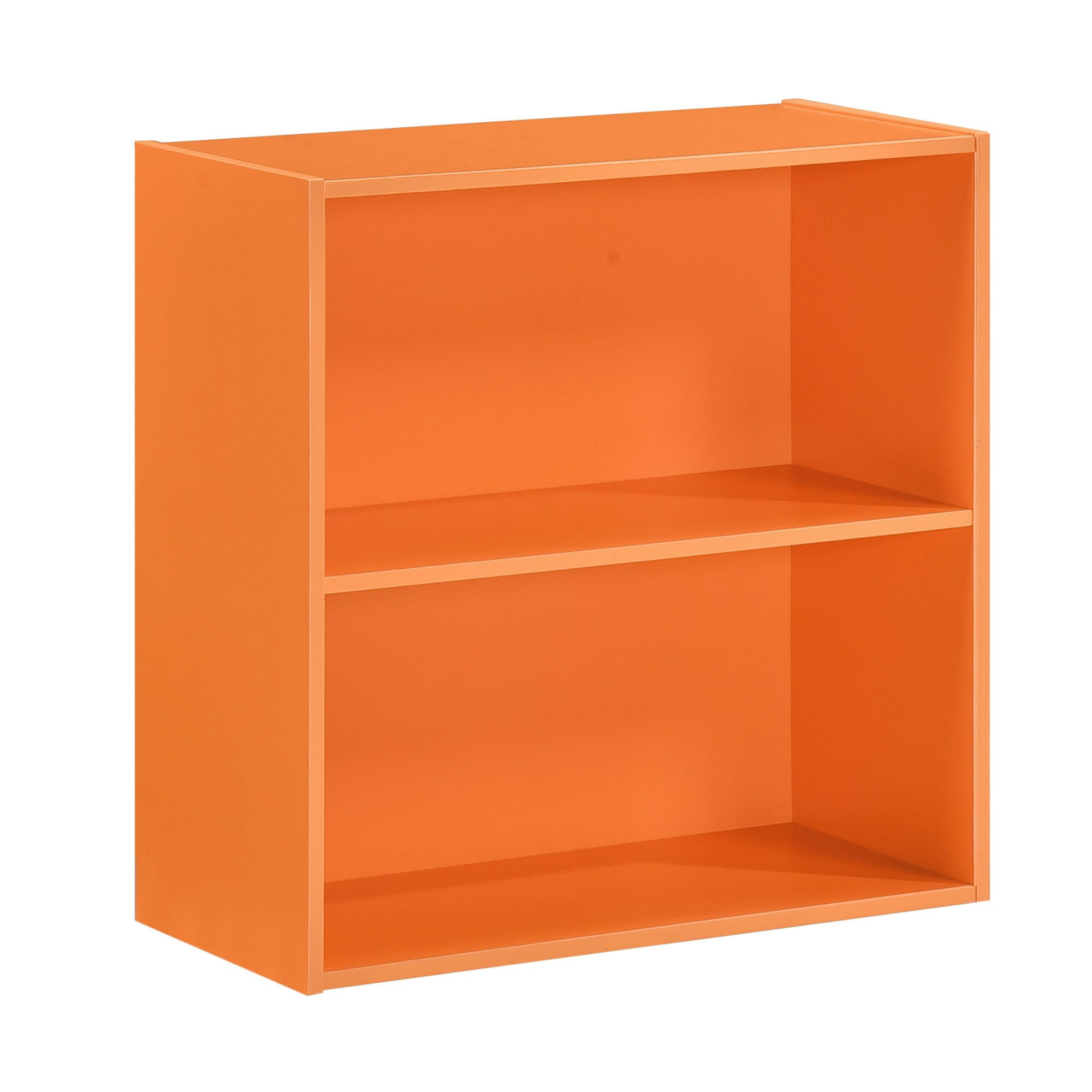 Kings Brand Furniture George 2-Tier Bookcase Storage Organizer - Wooden Shelf Organizer for Bedroom, Nursery, School or Home Office (Orange)