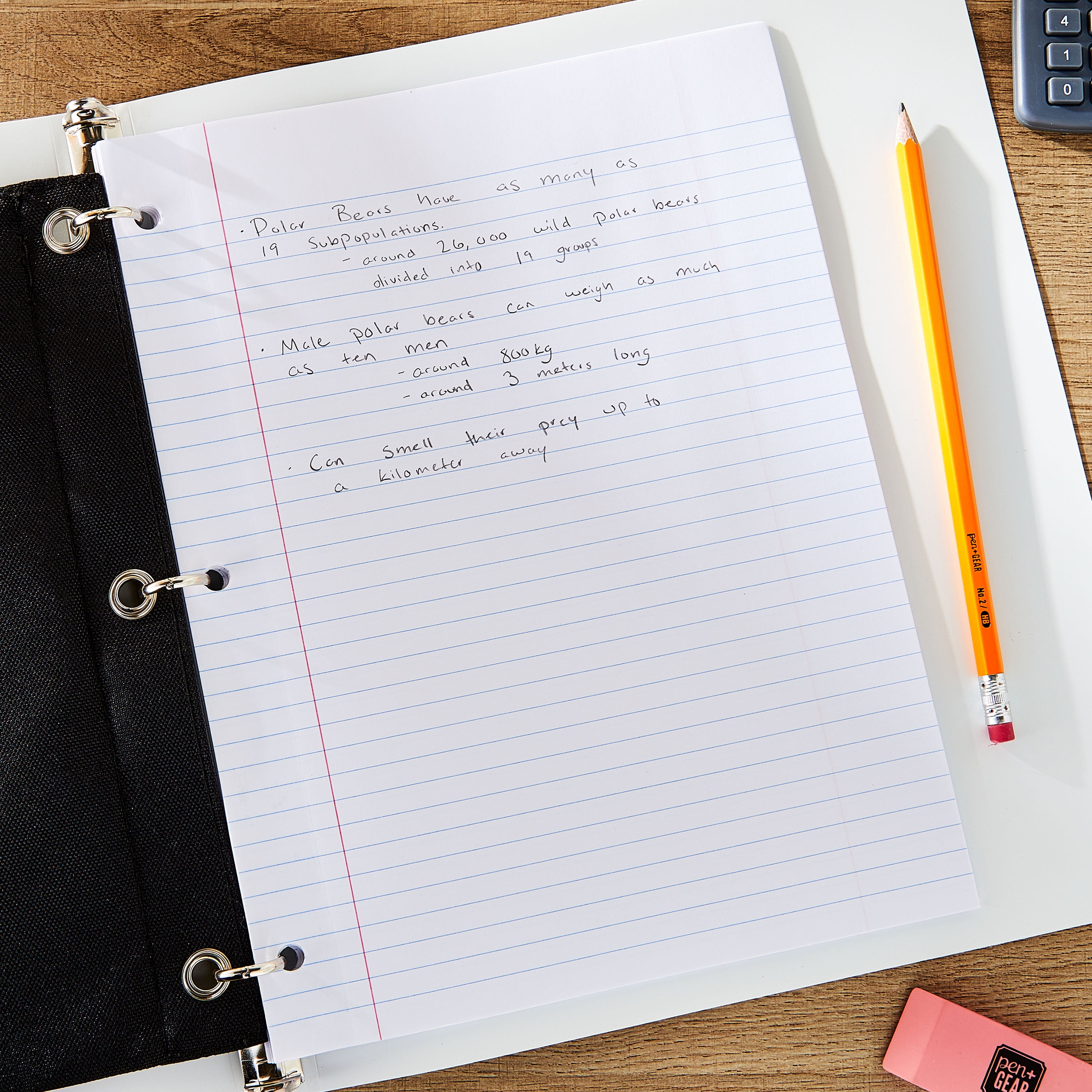 Pen+Gear Reinforced Filler Paper, College Ruled, 8 in x 10.5 in, 100 Sheets
