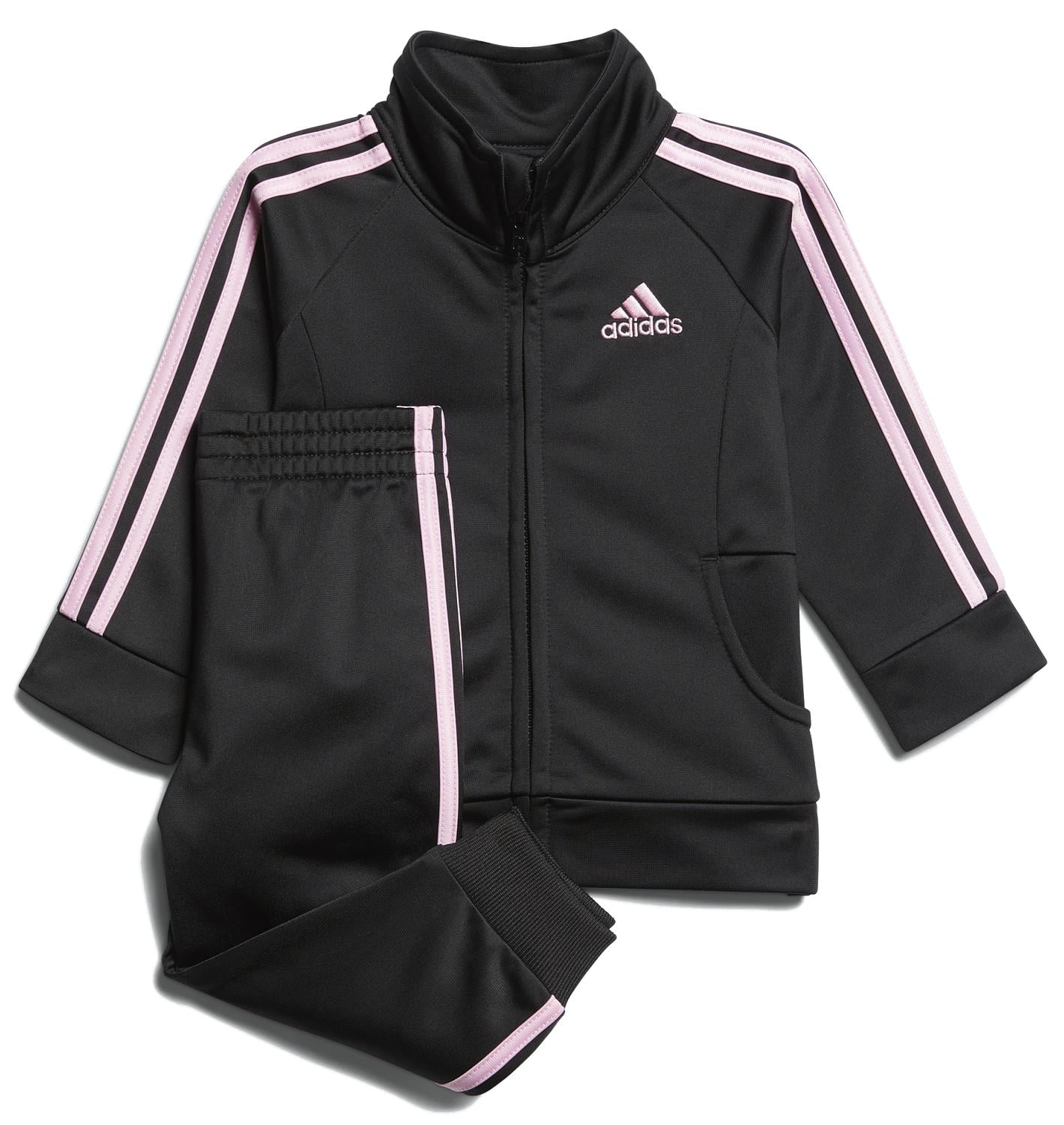 adidas Baby Girls Infant Tricot Suit Set, Black/Pink Walmart.com