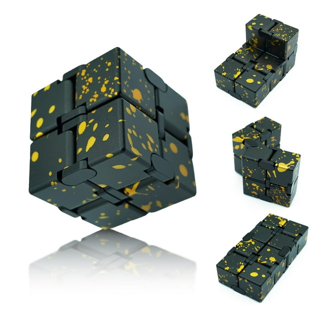 Dolasev Fidget Infinity Cube Bastante Fidget Toys Ansiedad Relife Artículos Fidgets para adultos Fidget Juguetes sensoriales para adolescentes Niños Premios en el aula (Negro Amarillo)