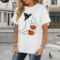 thumbnail image 2 of Women's Crewneck Short Sleeve T-Shirt, Cute Vintage Autumn Cute Halloween Graphic Casual Tee, 2 of 5