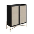 thumbnail image 3 of Boho Bar Cabinet - 36"L x 43"H with Gold Iron Legs, 2 Rattan Door Sideboard, Nero Black, 3 of 6