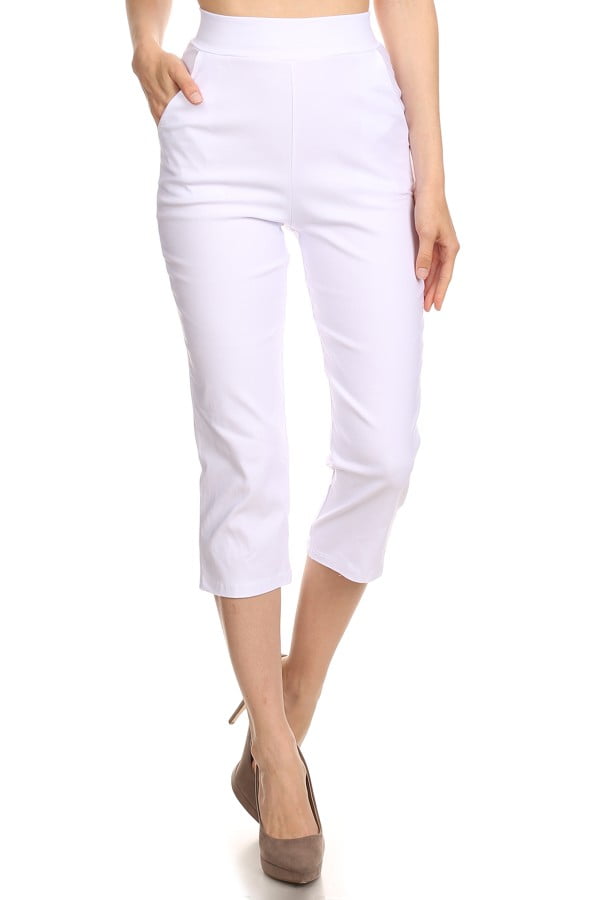 Moa Collection - Women's Trendy Style Solid Cropped Pants - Walmart.com