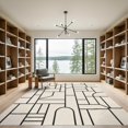 thumbnail image 2 of ODIKA 9'x12' Washable Area Rug Low Pile, Flatwoven, Cream Black Geometric Lines and Blocks Design Elegant Contemporary with Angles for Great Room, Indoor Concept, Large Living, 2 of 7