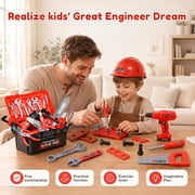 ALLJOY 55pcs Kids Tool Set,Pretend Play Construction Toys with Tool Box & Electronic Toy Drill Christmas Birthday Gift for Toddlers Boys Girls