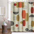 thumbnail image 3 of Shower Curtain Waterproof Polyester Fabric 72 x 72 inches Retro Linen Textured Weave with Vintage Shapes and Stars Inspired Set with Hooks Decorative Bathroom, 3 of 6