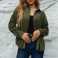 thumbnail image 5 of Corduroy-Coats for Women with Pocket Button Up Collared Long Sleeve Shackets Jackets Ladies Casual Solid Loose Comfort Outerwear Coat, 5 of 7